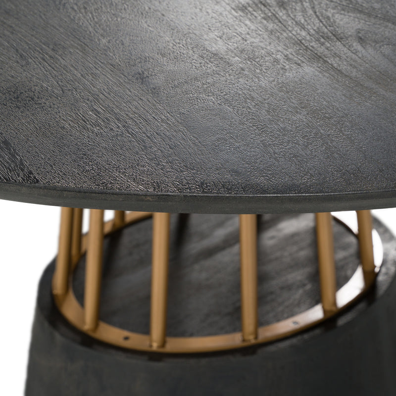 Cotopaxi - Modern Charcoal + Brass Round Dining Table — view 4