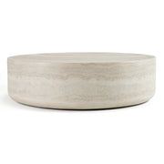 Cozad - Modern Faux Travertine Round Coffee Table