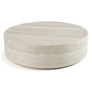Cozad - Modern Faux Travertine Round Coffee Table — view 2