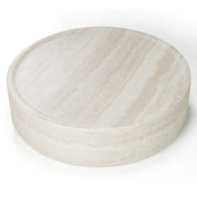 Cozad - Modern Faux Travertine Round Coffee Table — view 3