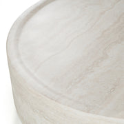 Cozad - Modern Faux Travertine Round Coffee Table — view 4