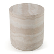 Cozad - Modern Faux Travertine Round End Table — view 2