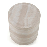 Cozad - Modern Faux Travertine Round End Table — view 3