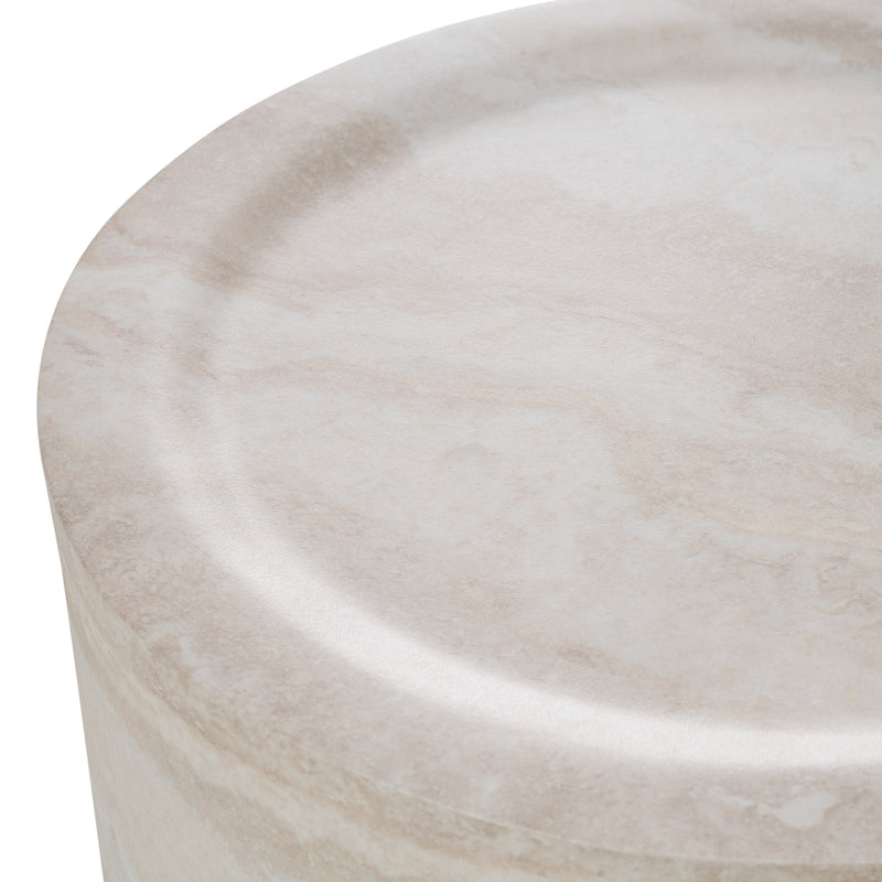 Cozad - Modern Faux Travertine Round End Table — view 4