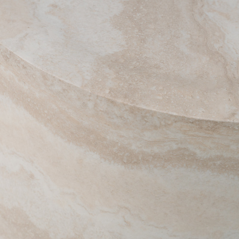 Cozad - Modern Faux Travertine Round End Table — view 5