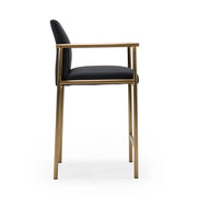 Custer - Modern Black Vegan Leather + Brass Counter Chair — view 2