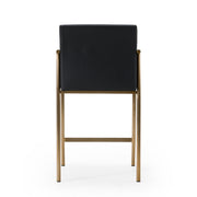Custer - Modern Black Vegan Leather + Brass Counter Chair — view 4