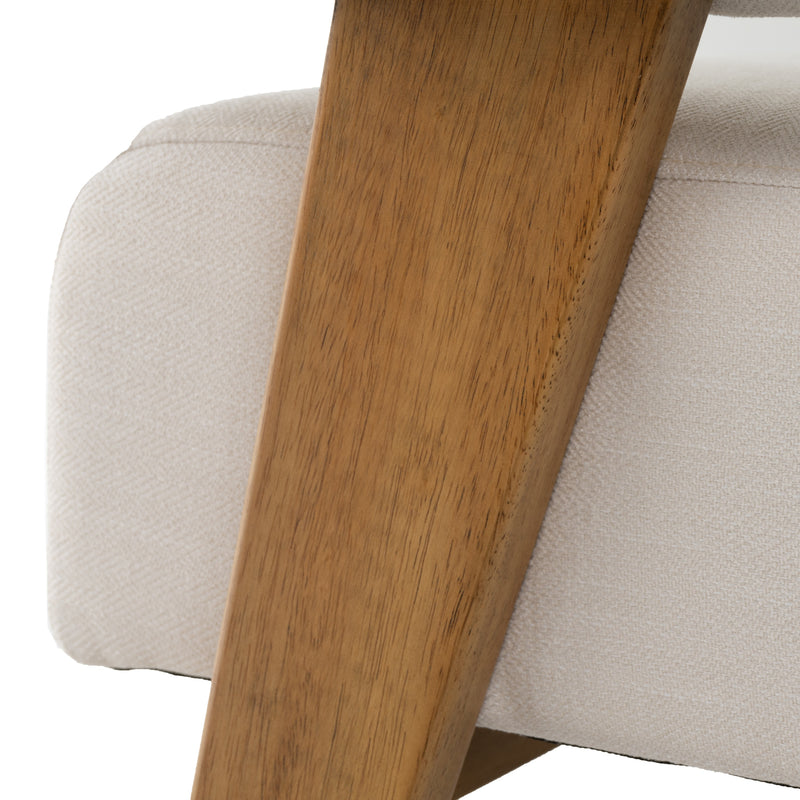 Cynthia - Modern White Fabric + Wood Loveseat — view 2