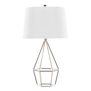 Set of two Lumi Source Diana contemporary table lamps with polished nickel bases and black satin shades, featuring modern design.