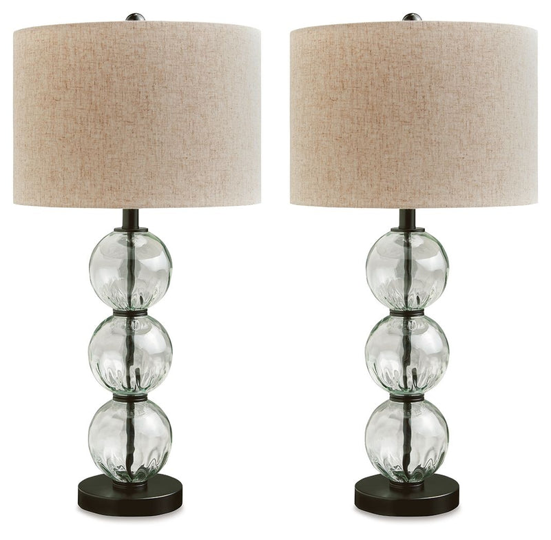 Airbal - Glass Table Lamp (Set of 2) - Clear / Black - R&R Furniture Gallery (Fountain Valley, CA)