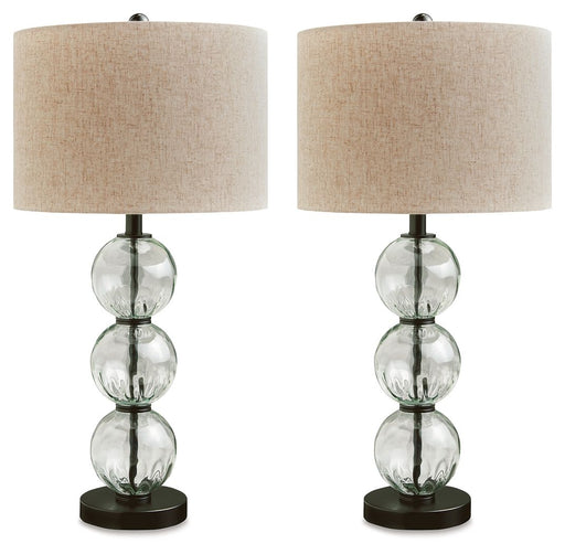 Airbal - Glass Table Lamp (Set of 2) - Clear / Black - R&R Furniture Gallery (Fountain Valley, CA)