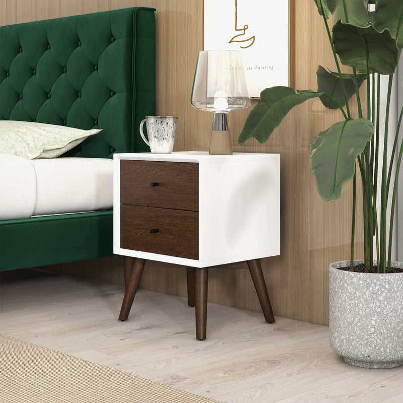 Caroline - Mid-Century Modern Style Night Stand 2 Drawer - R&R Furniture Gallery (Fountain Valley, CA)