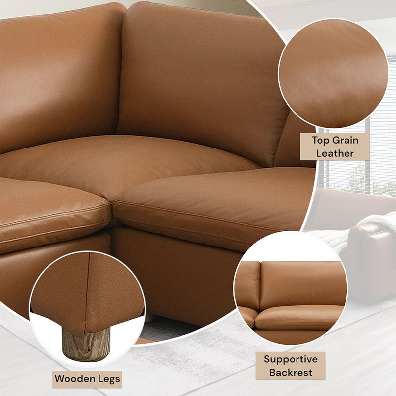 Brighton - Modular Wedge - Brown Top Grain Leather - R&R Furniture Gallery (Fountain Valley, CA)