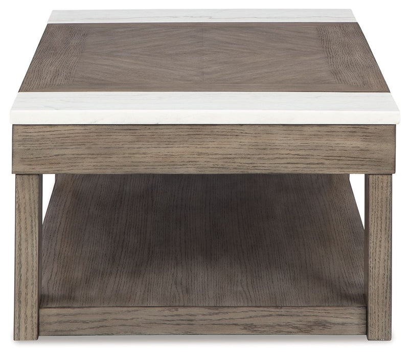 Loyaska - Lift Top Cocktail Table - Grayish Brown / White - R&R Furniture Gallery (Fountain Valley, CA)