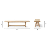 Jennifer Taylor Home Hawthorne dining bench in natural wood finish with a sleek, modern design for dining room seating.