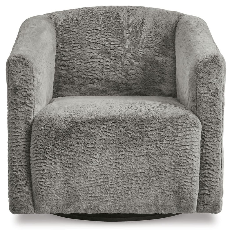 Bramner - Swivel Accent Chair - Charcoal - R&R Furniture Gallery (Fountain Valley, CA)