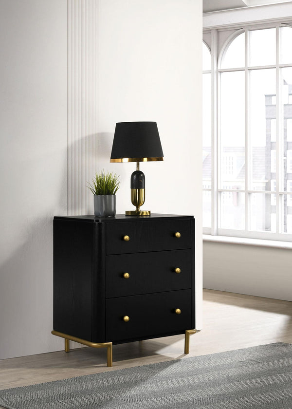 Arini 3-drawer Nightstand Black