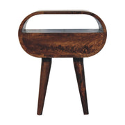 Circular Bedside Table With Open Slot - Walnut - R&R Furniture Gallery (Fountain Valley, CA)