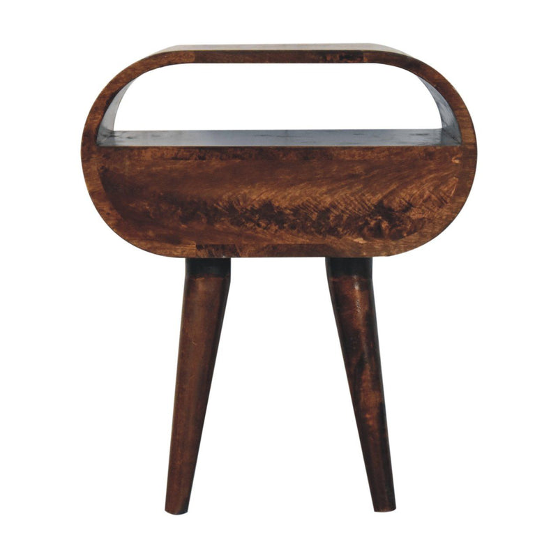 Circular Bedside Table With Open Slot - Walnut - R&R Furniture Gallery (Fountain Valley, CA)