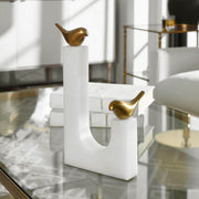 Brass Songbirds sculpture by Uttermost featuring detailed bird figurines in a sleek, artistic design for home decor.