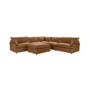 Classic Home Caplan 6-piece modular sectional with matching ottoman, modern 2-piece living room set in a cozy fabric upholstery.