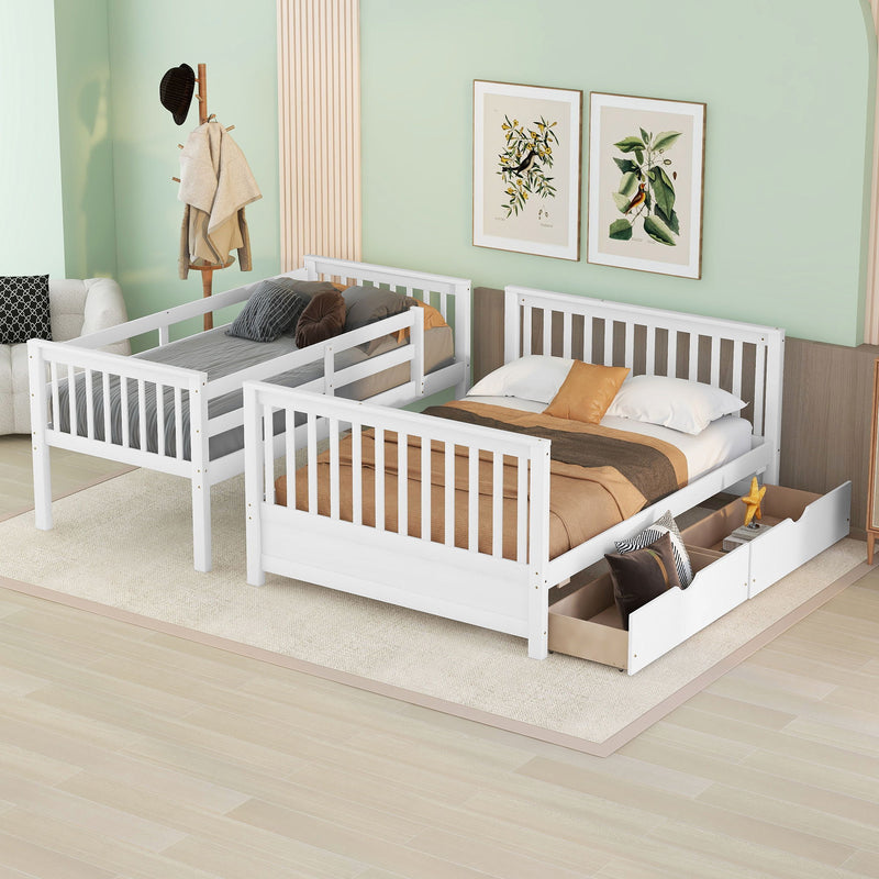 DreamHaus bunk bed with ladders and two storage drawers, featuring a sturdy frame and space-saving design for bedrooms.