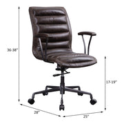 Zooey - Office Chair - Distress Chocolate Top Grain Leather - R&R Furniture Gallery (Fountain Valley, CA)