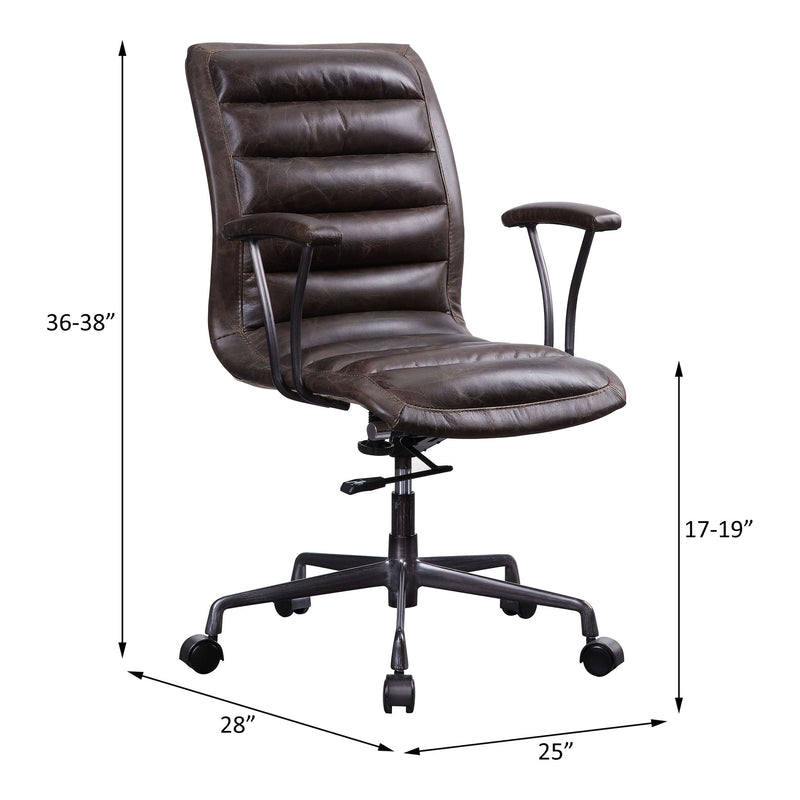 Zooey - Office Chair - Distress Chocolate Top Grain Leather - R&R Furniture Gallery (Fountain Valley, CA)