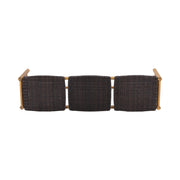 Rustic Teak Cambria 3-Seater Bench by Noble House, featuring natural wood grain and sturdy design for indoor or outdoor use.