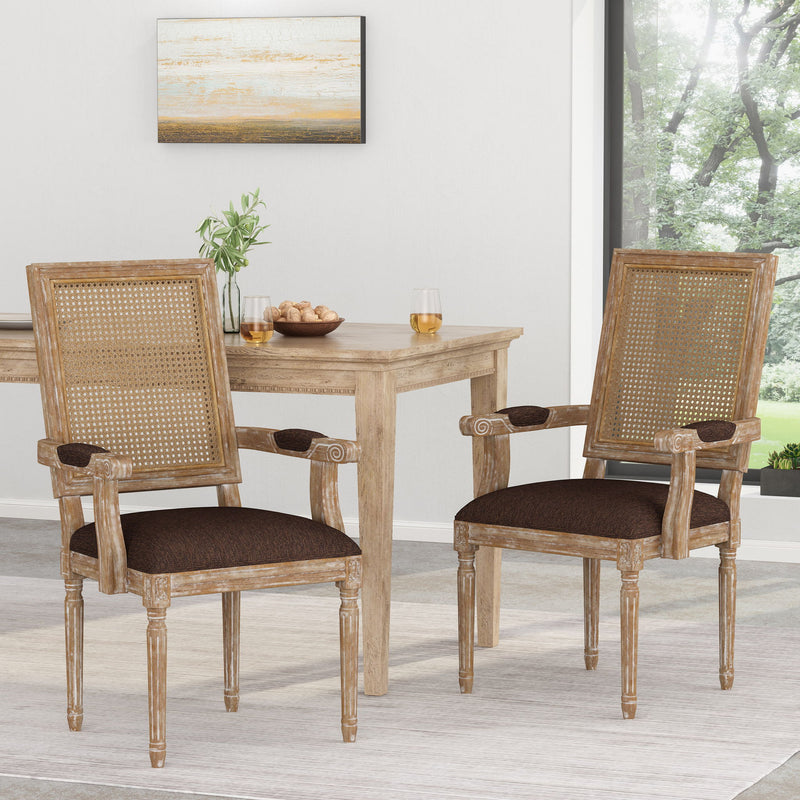 Elegant French Country Style Dining Chair With Cane Backrest - R&R Furniture Gallery (Fountain Valley, CA)