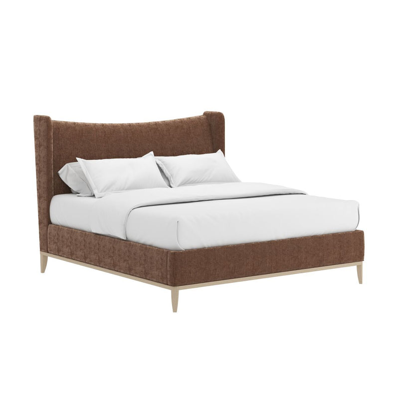 Edwin Queen Wing Shelter Uph Bed-Suede