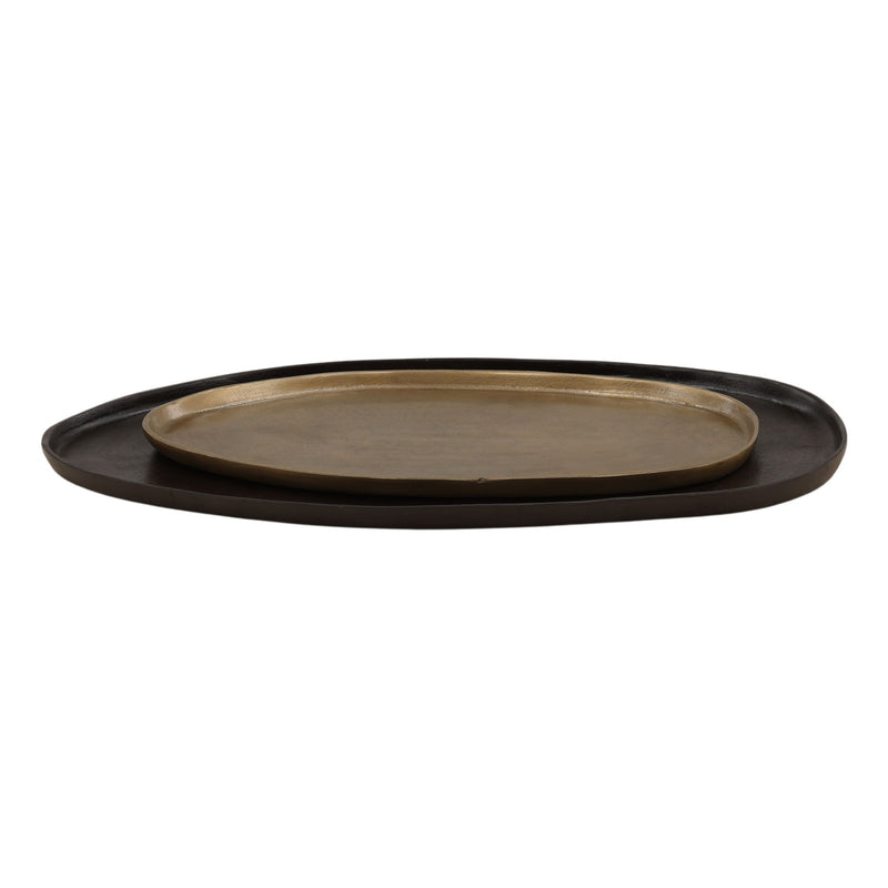 Roshan - Tray (Set of 2) - Black And Antique Brass