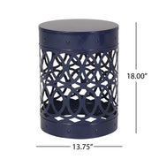 Large outdoor metal end table by Noble House featuring a modern design with a sleek, durable surface for outdoor seating areas.