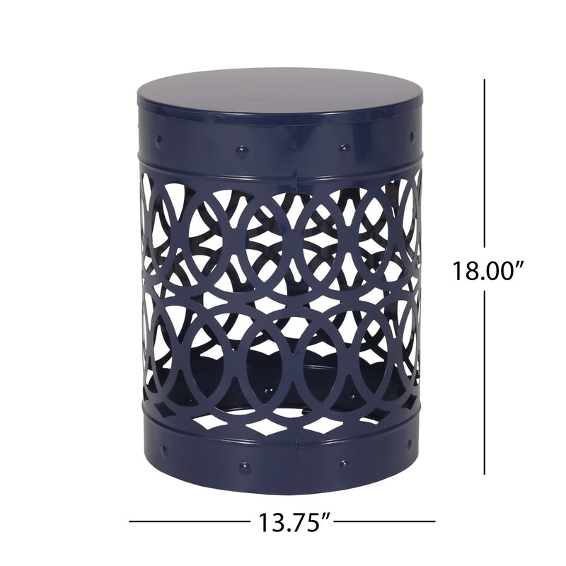 Large outdoor metal end table by Noble House featuring a modern design with a sleek, durable surface for outdoor seating areas.