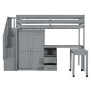 Loft Bed With Stairs, Bookshelf, Drawers, Desk & Wardrobe, Space Saving Multifunctional Furniture - R&R Furniture Gallery (Fountain Valley, CA)