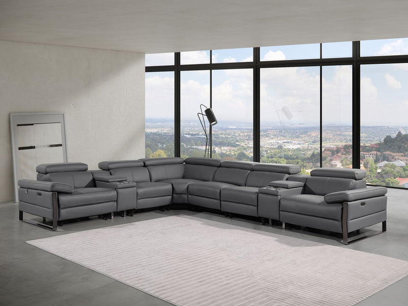 1246 - 8-Piece L-Shaped Modular Power Reclining Sectional With 4 Power Recliners And Power Headrests - R&R Furniture Gallery (Fountain Valley, CA)