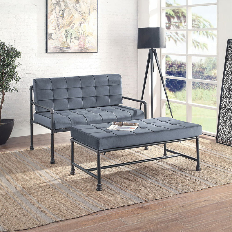 Brantley - Loveseat - Gray Velvet & Sandy Gray - R&R Furniture Gallery (Fountain Valley, CA)