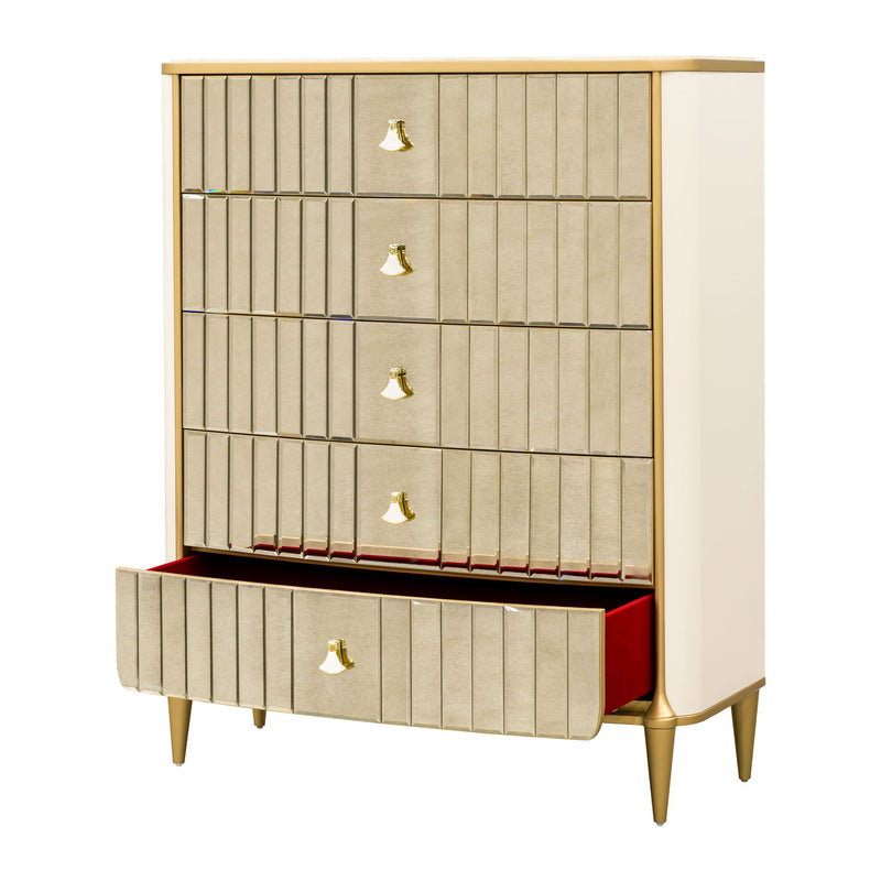 Scotts Square - 5-Drawer Chest - Light Champagne - R&R Furniture Gallery (Fountain Valley, CA)