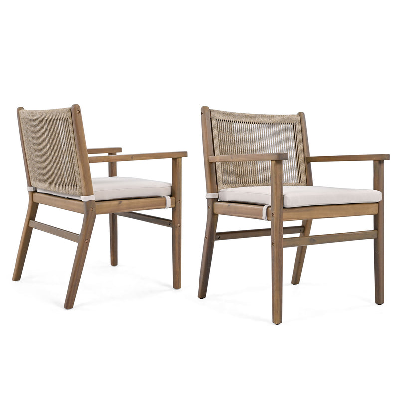 Outdoor Acacia Wood Patio Dining Armchair (Set of 2) - R&R Furniture Gallery (Fountain Valley, CA)