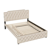 Upholstered Platform Bed With Trundle And 2 Sets Of USB Ports On Each Side, Fabric - R&R Furniture Gallery (Fountain Valley, CA)