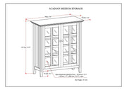 Handcrafted Acadian medium storage cabinet by Simpli-Home, accent cabinet with wooden finish and multiple storage compartments.