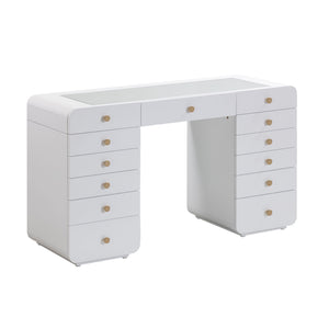 Hollywood - Desk with Jumbo LED Panel Vanity Mirror - White - R&R Furniture Gallery (Fountain Valley, CA)