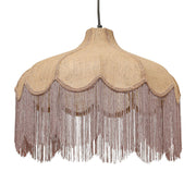 Buchanan - Jute Fringed Scalloped Pendant Light - Pink - R&R Furniture Gallery (Fountain Valley, CA)