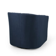Noble House modern upholstered swivel club chair with nailhead trim, featuring plush fabric and a sleek, rounded design.
