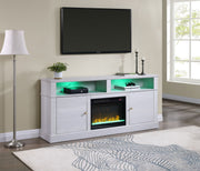 Terra - TV Stand Console With Fireplace - White Walnut - R&R Furniture Gallery (Fountain Valley, CA)
