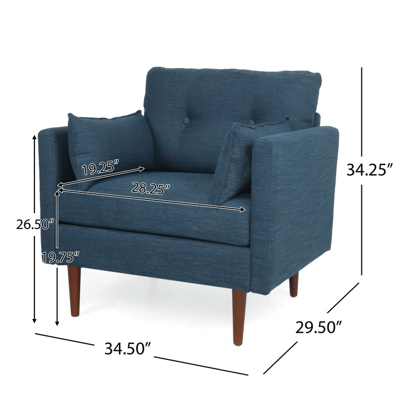 Enchantica - Upholstered Fabric Club Chair With Button Tufted And 2 Accent Pillows - R&R Furniture Gallery (Fountain Valley, CA)