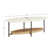 Oval Coffee Table - White / Natural - R&R Furniture Gallery (Fountain Valley, CA)