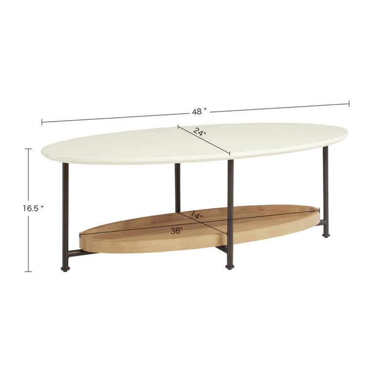 Oval Coffee Table - White / Natural - R&R Furniture Gallery (Fountain Valley, CA)