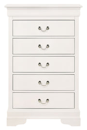 Louis Phillipe accent chest by Glory Furniture featuring a classic wooden design with drawers and decorative handles.