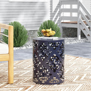 Modern outdoor metal end table by Noble House with sleek design and sturdy construction, ideal for patio or garden decor.